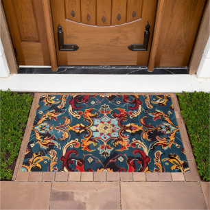 Persian Carpet Intricate Blue Design Doormat