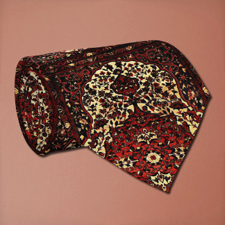 Persian carpet look - dark red and cream -boho  neck tie