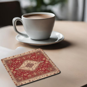 Persian carpet look design square paper coaster