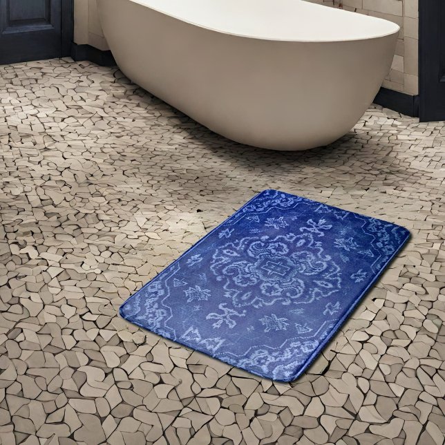 Persian carpet look in blue bath mat (Creator Uploaded)