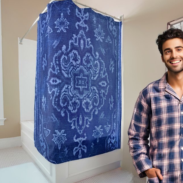 Persian carpet look in blue shower curtain (Creator Uploaded)