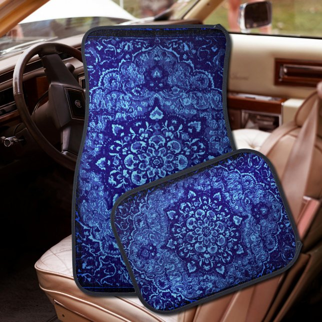 Persian carpet look in blue  tinted field car floor mat (Creator Uploaded)