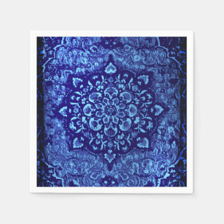 Persian carpet look in blue tinted field napkins