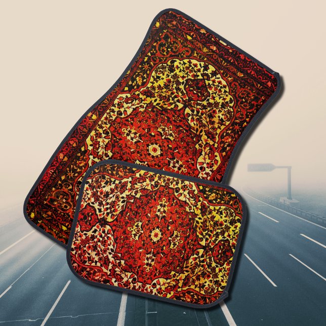 Persian carpet look in  bright red and cream car floor mat (Creator Uploaded)