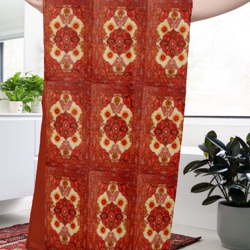 Persian carpet look in copper color bath towel set