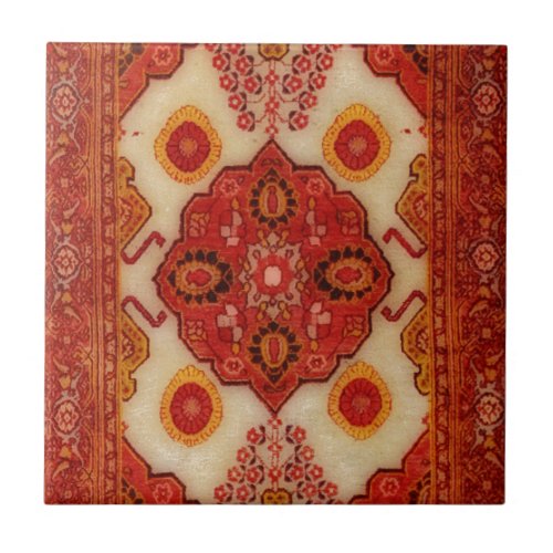 Persian carpet look in copper color ceramic tile