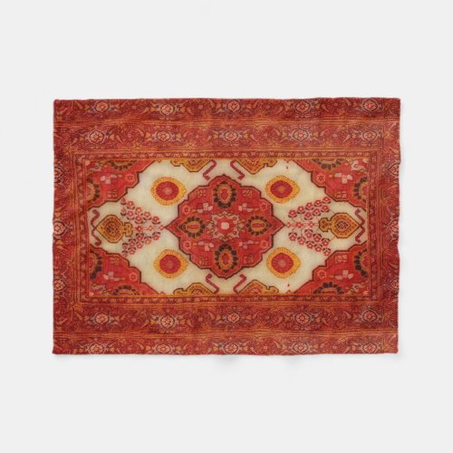 Persian carpet look in copper color fleece blanket