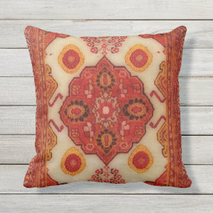 Persian carpet look in copper color outdoor pillow