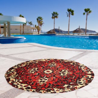 Persian carpet look in dark red and cream