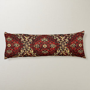 Persian carpet look in dark red and cream body pillow