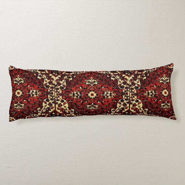 Persian carpet look in dark red and cream body pillow (Back)