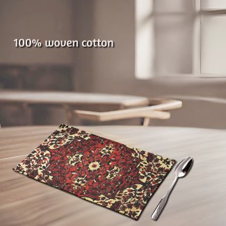 Persian carpet look in dark red and cream