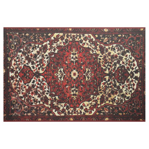 Persian carpet look in dark red and cream fabric