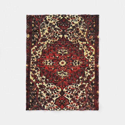 Persian carpet look in dark red and cream fleece blanket