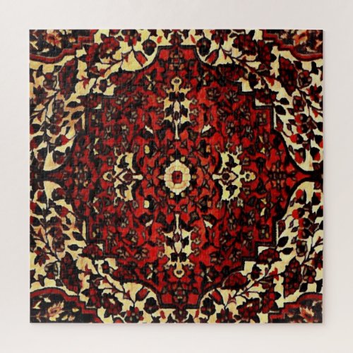 Persian carpet look in dark red and cream   jigsaw puzzle