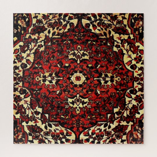 Persian carpet look in dark red and cream jigsaw puzzle