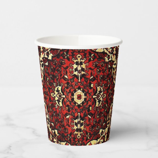 Persian carpet look in dark red and cream paper cups (Left)