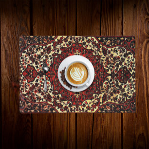 Persian carpet look in dark red and cream placemat