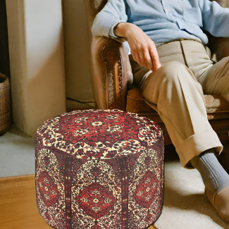 Persian carpet look in dark red and cream 