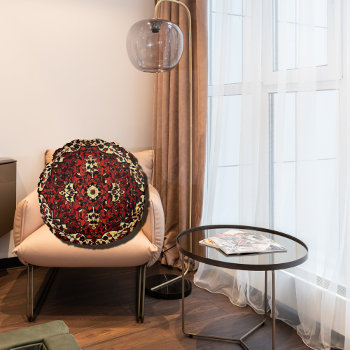 Persian Carpet Look In Dark Red And Cream Round Pillow by almawad at Zazzle
