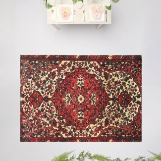 Persian carpet look in dark red and cream