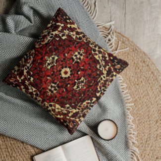 Persian carpet look in dark red and cream