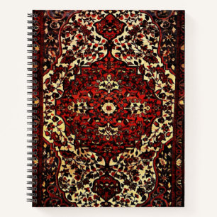 Persian carpet look in dark red notebook