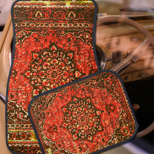 Persian carpet look in grunge oranges car floor mat