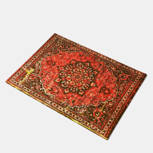 Persian carpet look in grunge oranges doormat