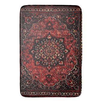 Persian carpet look in rose tinted field bath mat | Zazzle