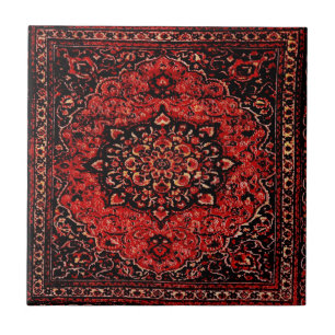 Persian carpet look in rose tinted field ceramic tile