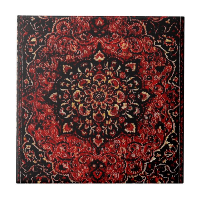 Persian carpet look in rose tinted field  ceramic tile (Front)