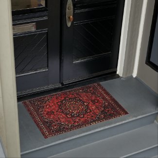 Persian carpet look in rose tinted field doormat