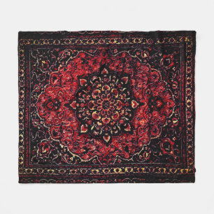 Persian carpet look in rose tinted field fleece blanket
