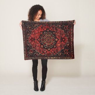 Persian carpet look in rose tinted field fleece blanket