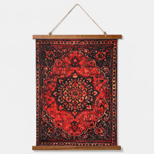 Persian carpet look in rose tinted field hanging tapestry