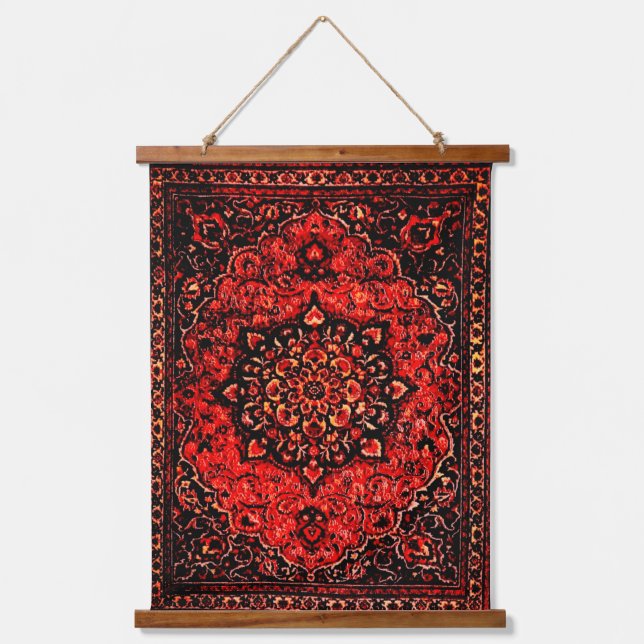 Persian carpet look  in rose tinted field  hanging tapestry (Front)