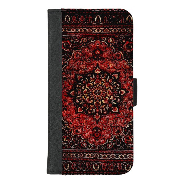 Persian carpet look in rose tinted field iPhone wallet case (Front)