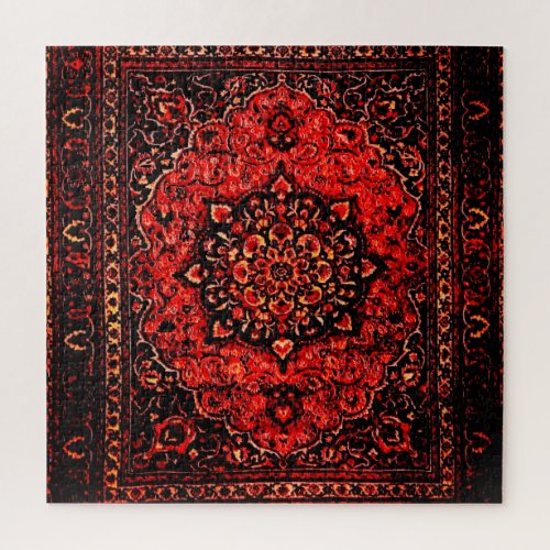 Persian carpet look in rose tinted field jigsaw puzzle