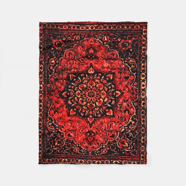 Persian carpet look in rose tinted field no2 fleece blanket (Front)