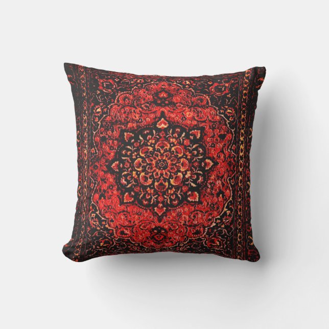 Persian carpet look in rose tinted field no2 outdoor pillow (Front)