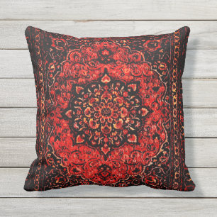 Persian carpet look in rose tinted field no2 outdoor pillow