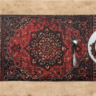 Persian carpet look in rose tinted field  placemat