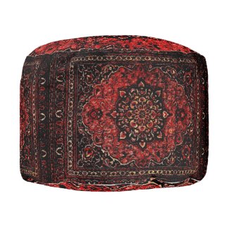 Persian carpet look in rose tinted field pouf