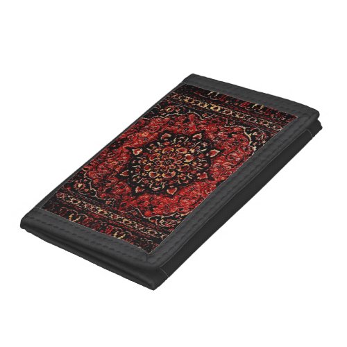 Persian carpet look in rose tinted field trifold wallet