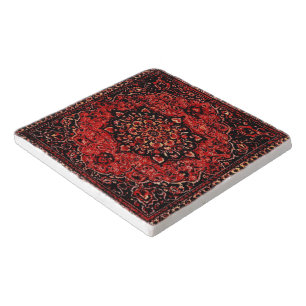 Persian carpet look in rose tinted field  trivet