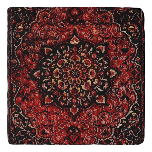 Persian carpet look in rose tinted field  trivet (Front)