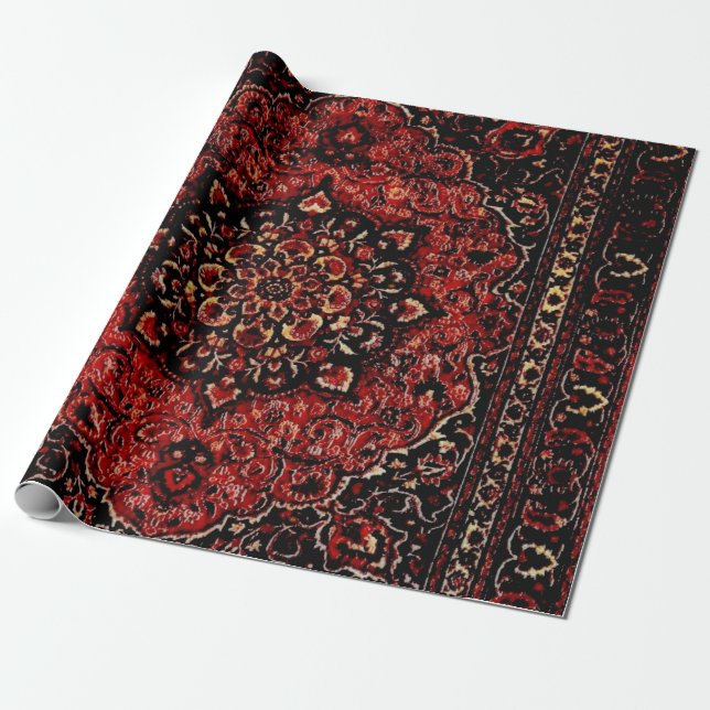 Persian carpet look in rose tinted field  wrapping paper (Unrolled)