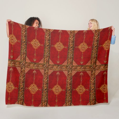 Persian carpet pattern fleece blanket