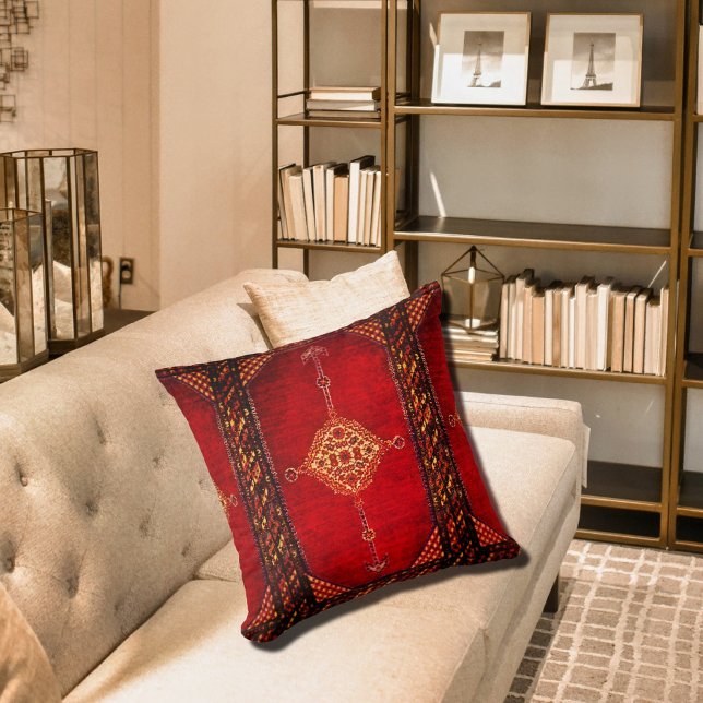 Persian carpet pattern in dark red throw pillow (Creator Uploaded)